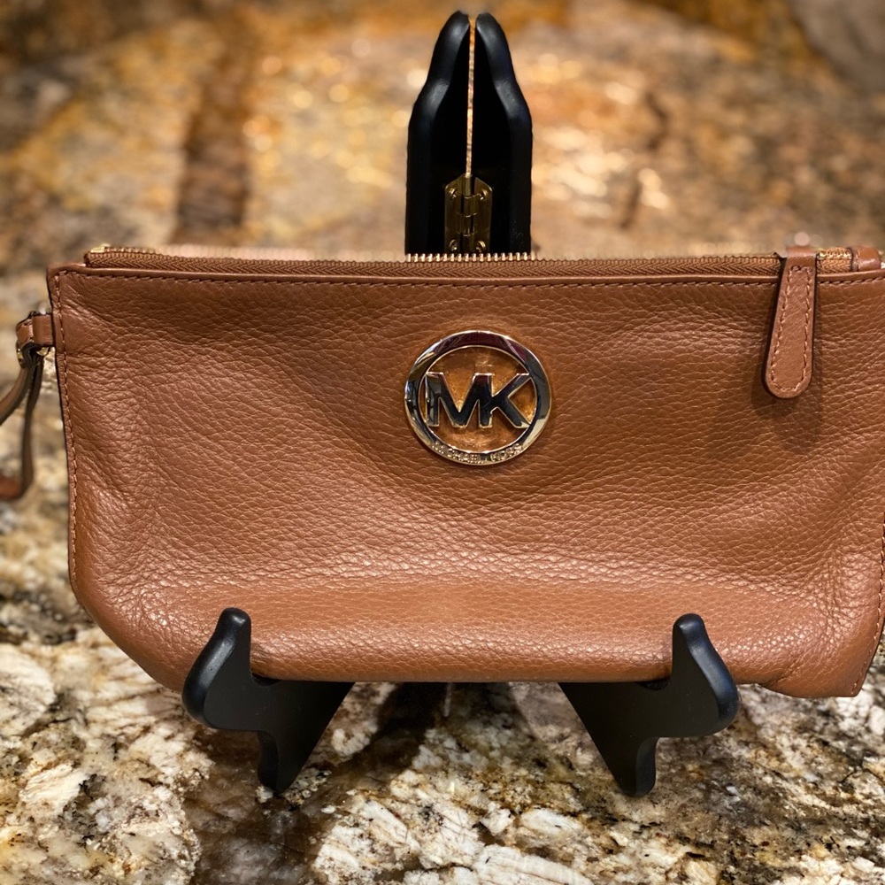 Michael Kors camel leather wristlet